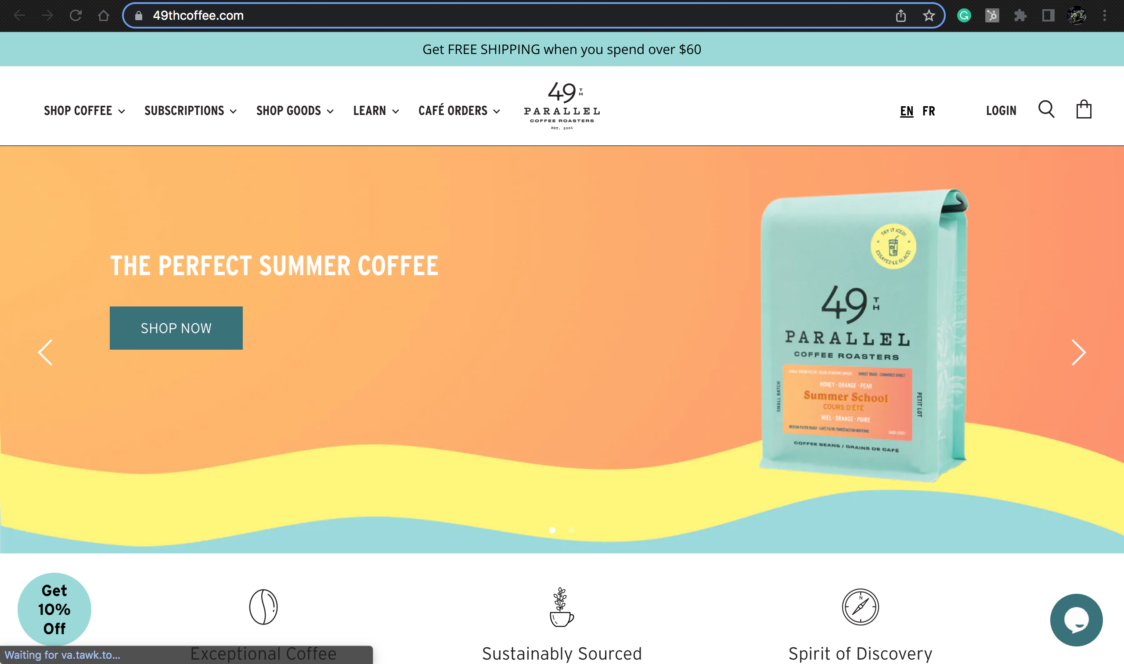 shopify websites_49thcoffee.com