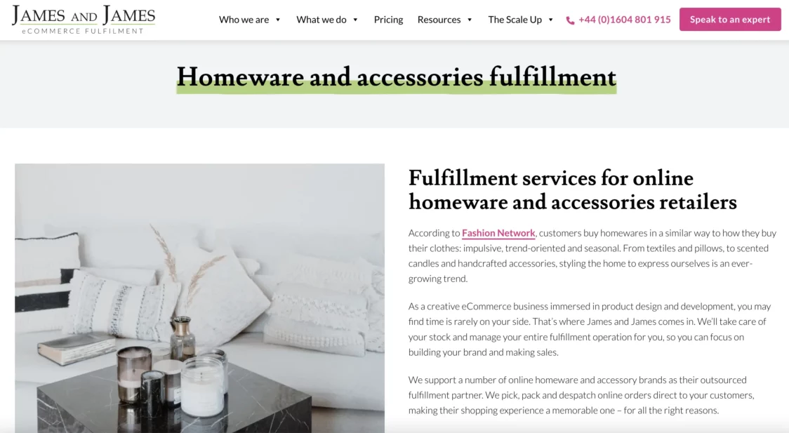 homeware fulfillment services